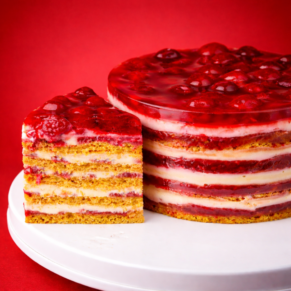 Торт Медовик малиновый