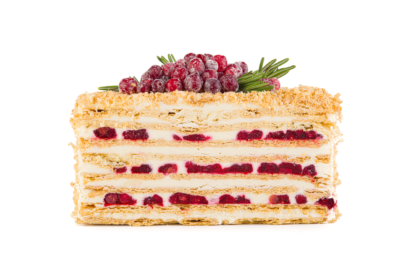 Торт наполеон брусничный