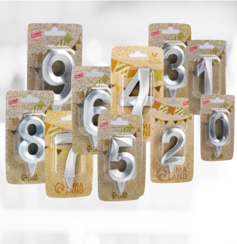 Свечи цифры серебро 0-9