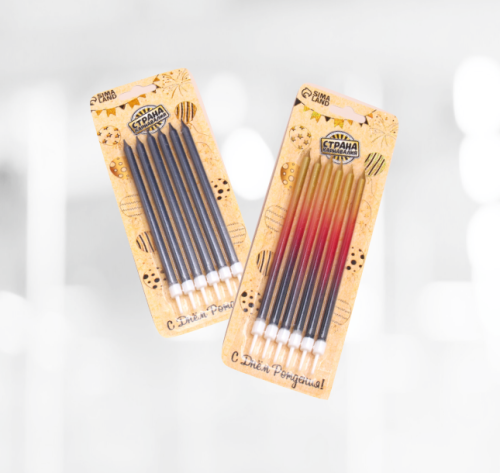 Свечи "Ройс" 6шт*13см черный/черно-золотой