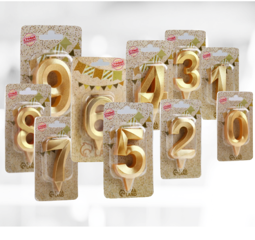 Свечи цифры золотые 0-9