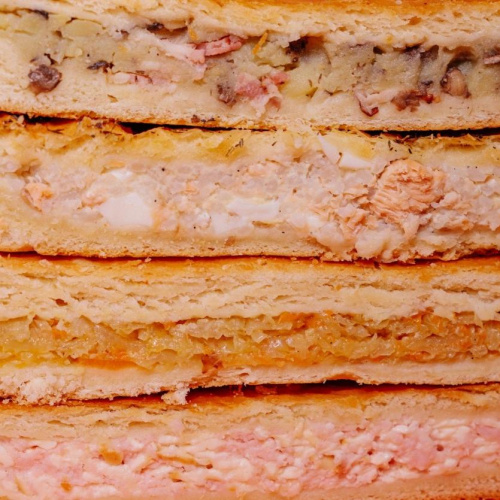 Пирог «Рыба-рис-яйцо»